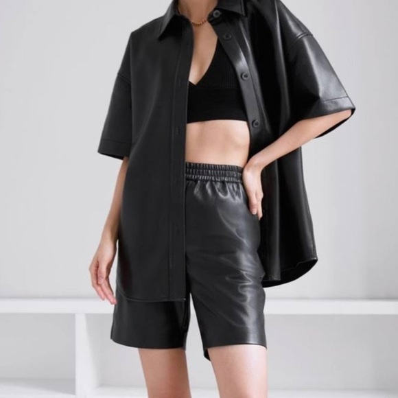 Babaton Pants - Aritzia Babaton Smith Shorts Black Faux Vegan Leather Sz. 12